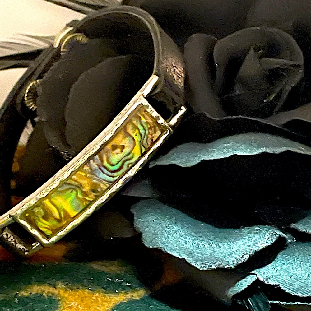 Very cool Abalone stone and leather bracelet